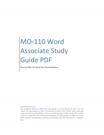 MO-110 Word Associate Study Guide PDF