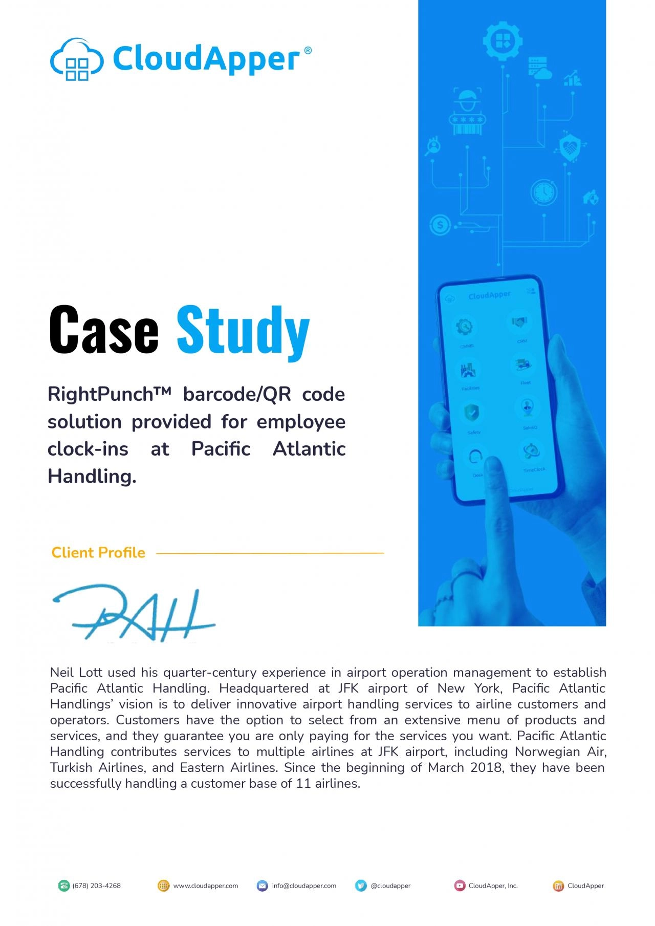 PDF-Case Study: Leading Airport Handling Company Adopts CloudApper AI TimeClock (RightPunch)