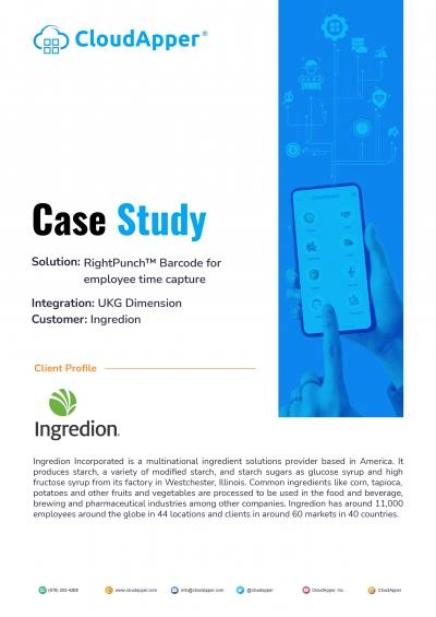 Case Study: Food & Beverage Company Adopts CloudApper AI TimeClock (RightPunch) for Contactless Time Punching With UKG Pro WFM