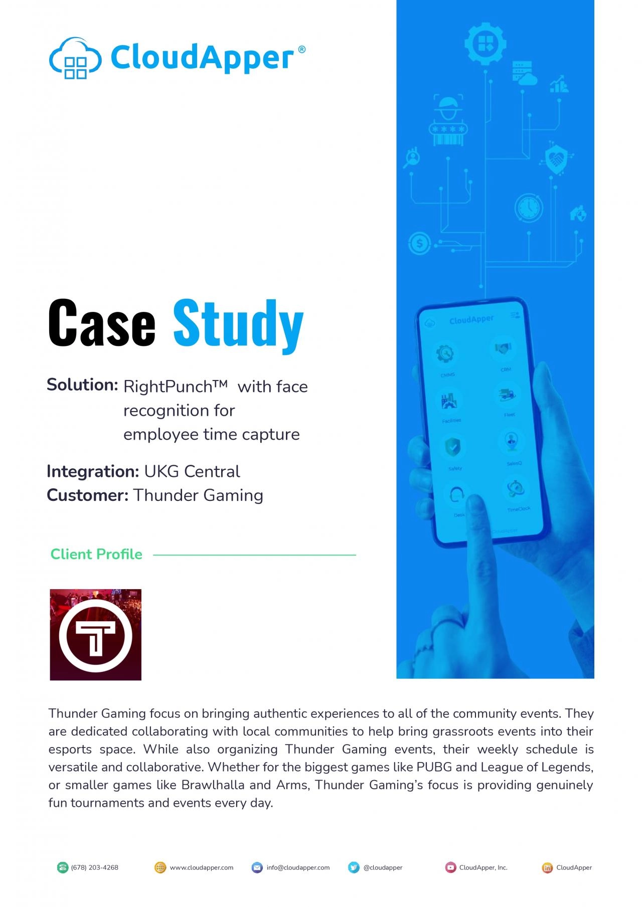 PDF-Case Study: Esports Center Leverages CloudApper AI TimeClock (RightPunch) with Face Recognition