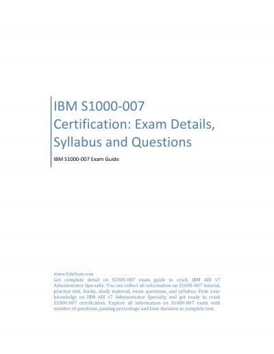 IBM S1000-007 Certification: Exam Details, Syllabus and Questions