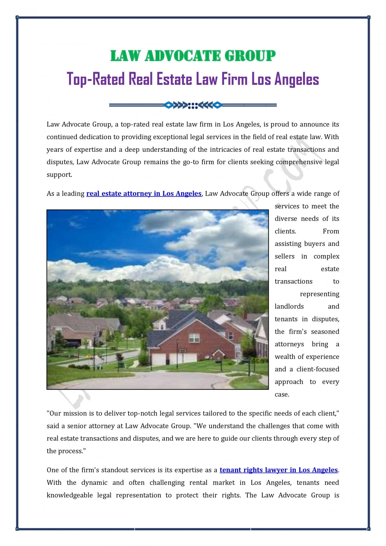 PDF-Top-Rated Real Estate Law Firm Los Angeles