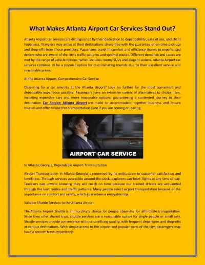 What Makes Atlanta Airport Car Services Stand Out?