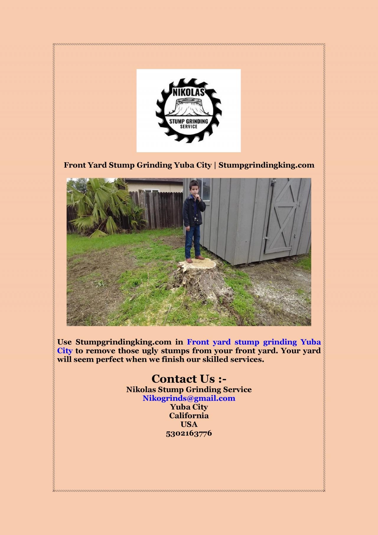 PDF-Front Yard Stump Grinding Yuba City | Stumpgrindingking.com