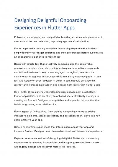 Designing Delightful Onboarding Experiences in Flutter Apps