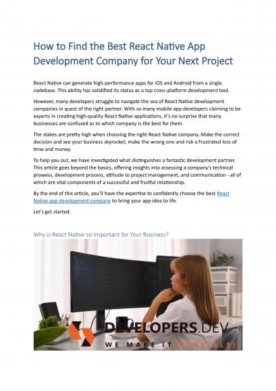 How to Find the Best React Native App Development Company for Your Next Project