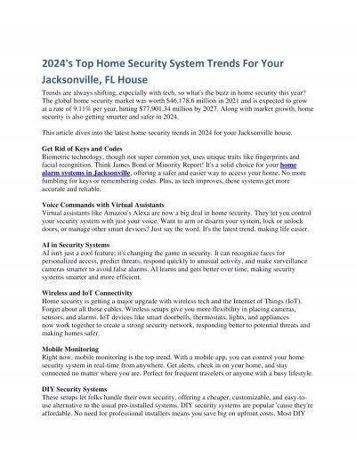 2024\'s Top Home Security System Trends For Your Jacksonville, FL House