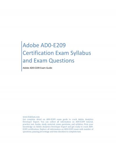 Adobe AD0-E209 Certification Exam Syllabus and Exam Questions