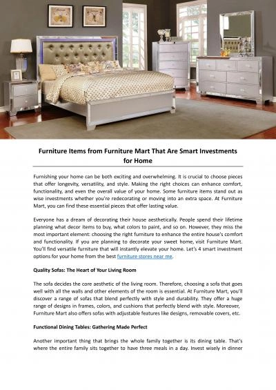 Furniture Items from Furniture Mart That Are Smart Investments for Home