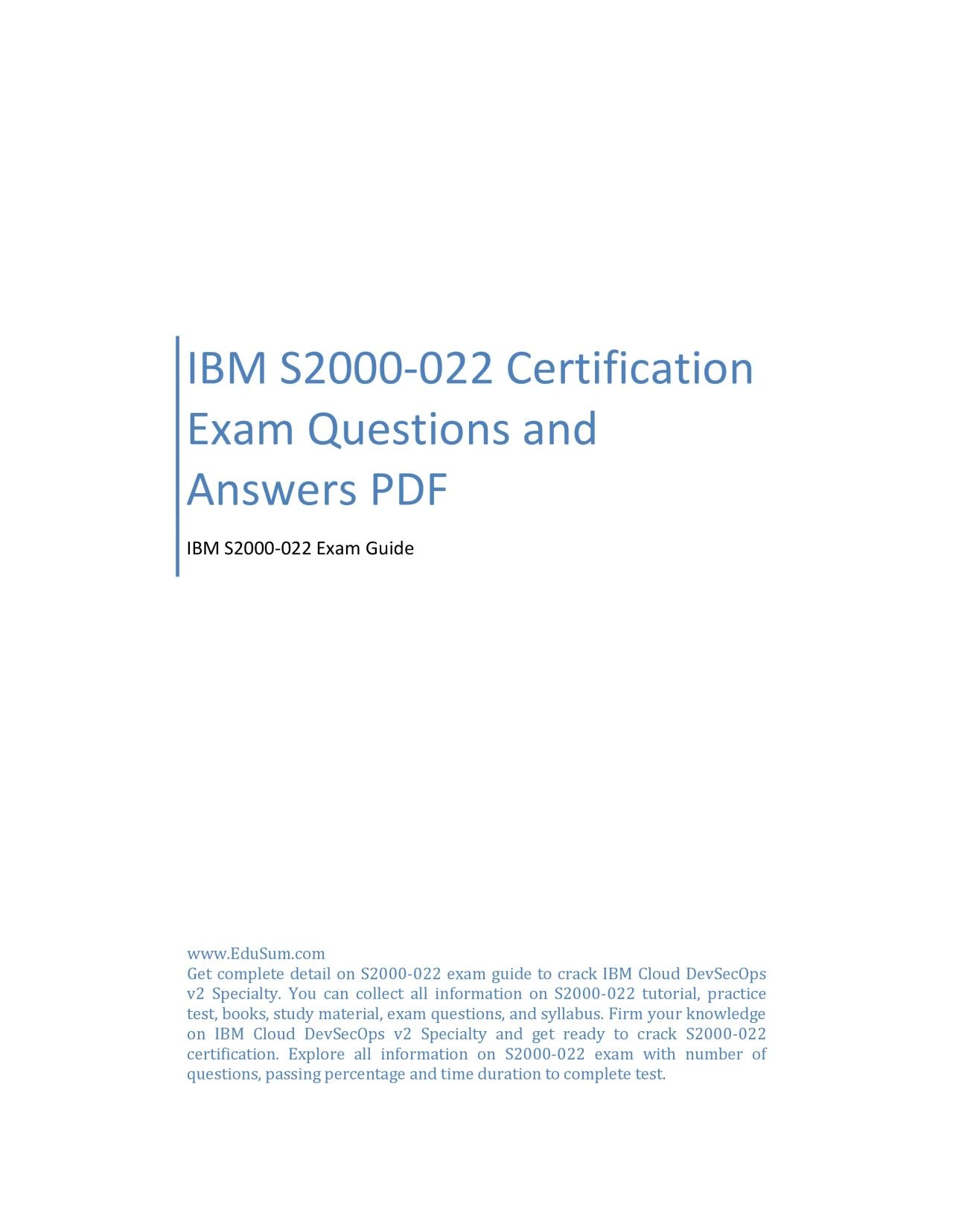 PDF-IBM S2000-022 Certification Exam Questions and Answers PDF