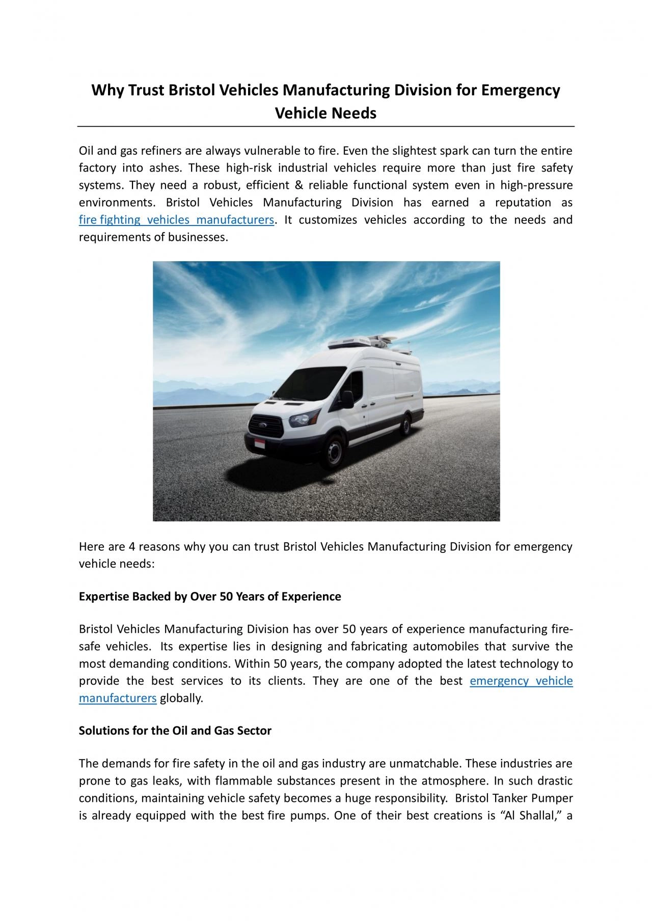 PDF-Why Trust Bristol Vehicles Manufacturing Division for Emergency Vehicle Needs