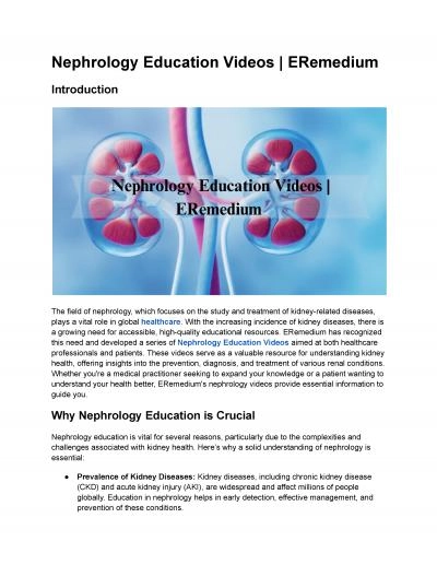 Nephrology Education Videos | ERemedium