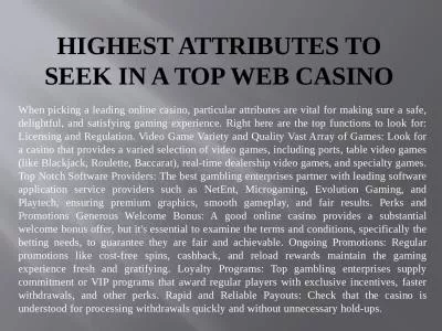 Highest Attributes to Seek in a Top Web