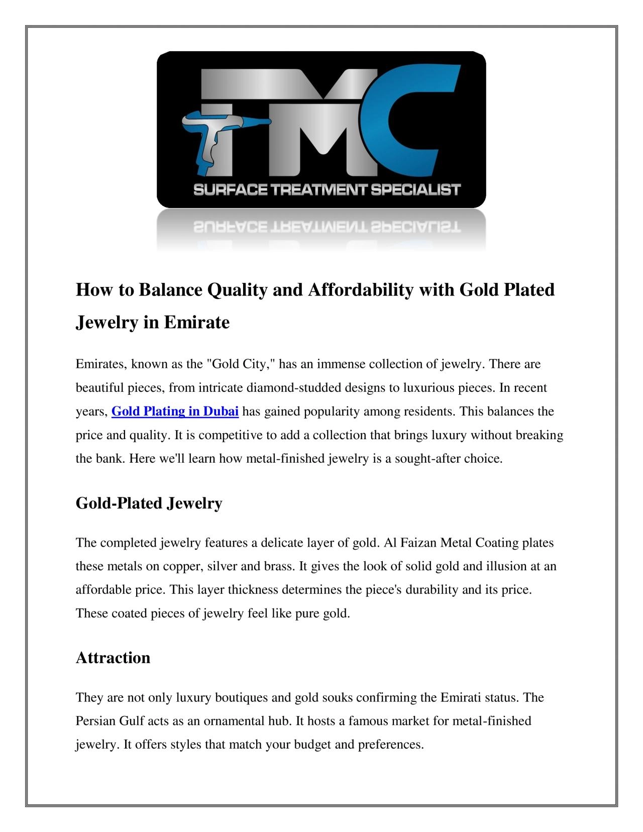 PDF-How to Balance Quality and Affordability with Gold Plated Jewelry in Emirate