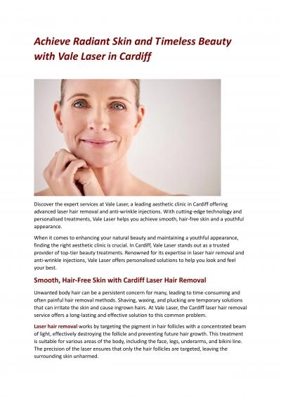 Achieve Radiant Skin and Timeless Beauty with Vale Laser in Cardiff