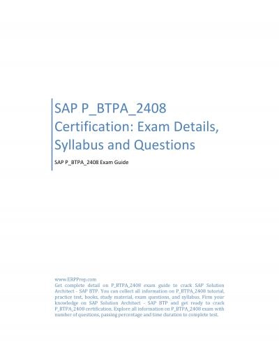 SAP P_BTPA_2408 Certification: Exam Details, Syllabus and Questions