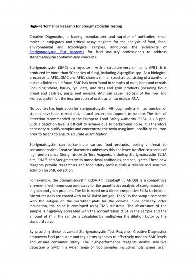 High-Performance Reagents for Sterigmatocystin Testing