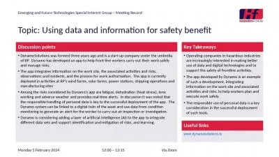 Emerging and Future Technologies Special Interest Group – Meeting Record