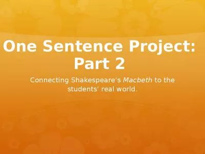 One Sentence Project: Part 2