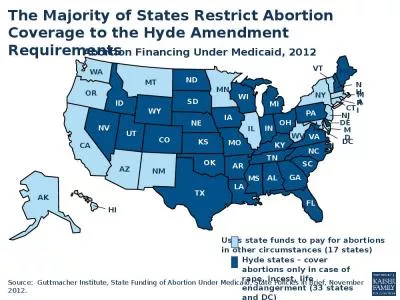 Source:   Guttmacher  Institute, State Funding of Abortion Under Medicaid, State Policies