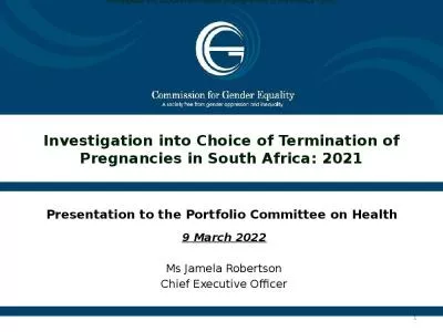 1 Presentation to the Portfolio Committee on Health