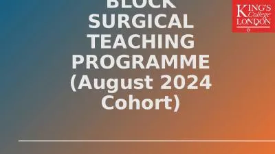 YEAR-5 ACUTE CARE BLOCK SURGICAL TEACHING PROGRAMME