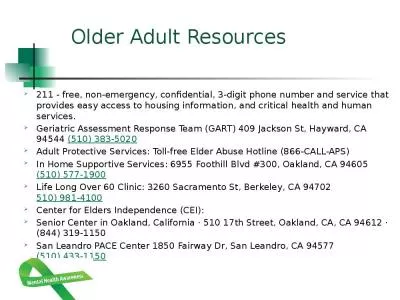 Older Adult Resources 211 -