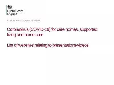 Coronavirus (COVID-19) for care homes, supported living and home care