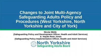 Changes to Joint Multi-Agency Safeguarding Adults Policy and Procedures (West Yorkshire,