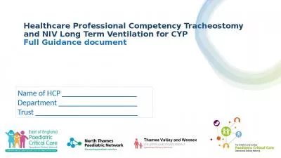 Healthcare Professional Competency Tracheostomy and NIV Long Term Ventilation