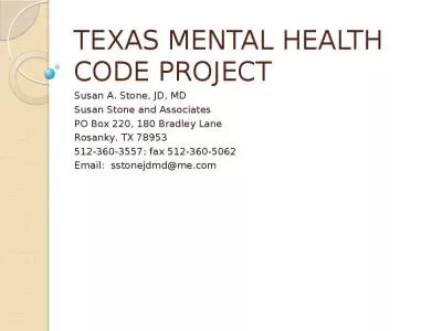 TEXAS MENTAL HEALTH CODE PROJECT