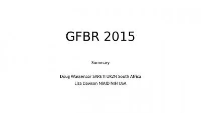 GFBR 2015 	 Summary Doug Wassenaar SARETI UKZN South Africa