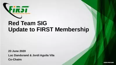 Red Team SIG Update to FIRST Membership