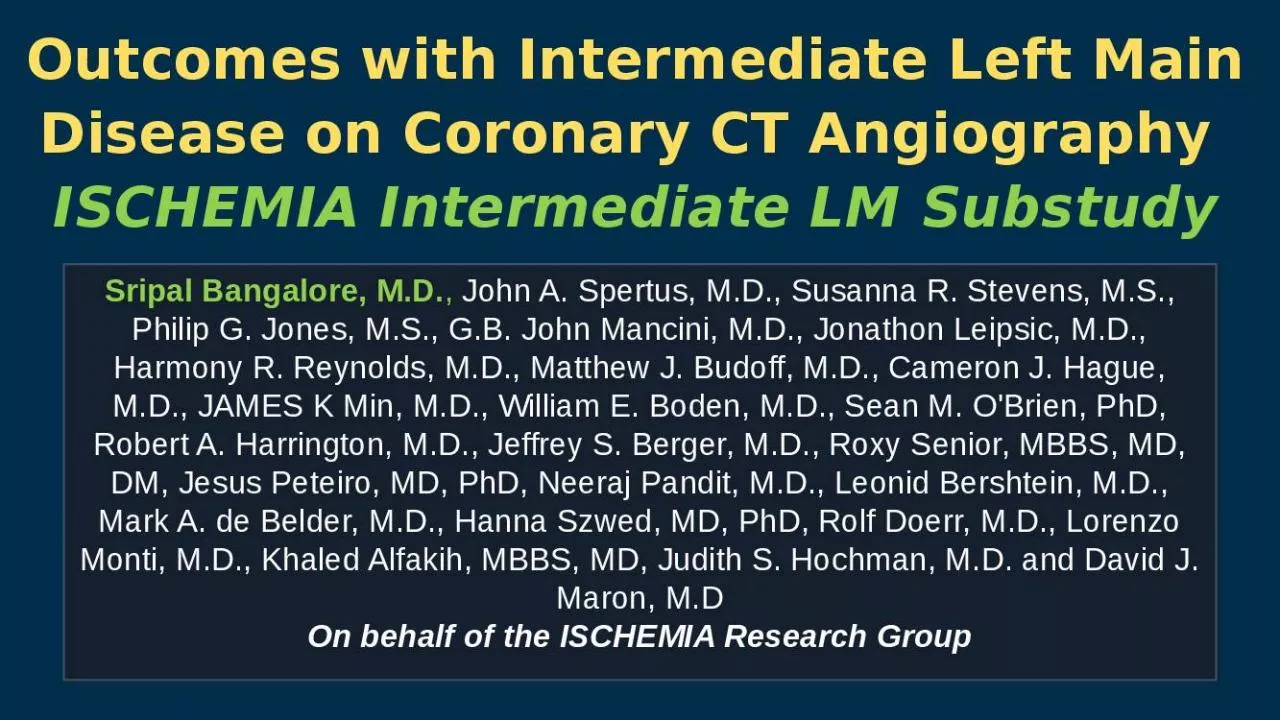 PPT-Outcomes with Intermediate Left Main Disease on Coronary CT Angiography