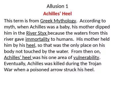 Allusion 1 Achilles’ Heel