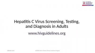 Hepatitis C Virus Screening, Testing, and Diagnosis in Adults