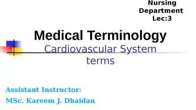 Medical Terminology Cardiovascular System terms