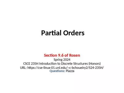 Partial Orders Section 9.6 of Rosen