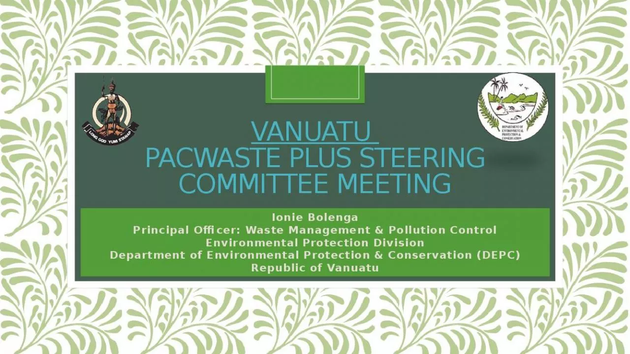 PPT-VANUATU PACWASTE PLUS STEERING COMMITTEE MEETING