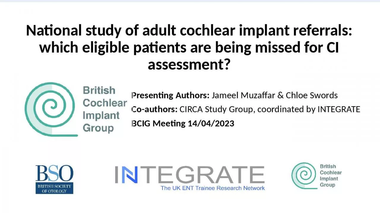 PPT-National study of adult cochlear implant referrals: which eligible patients are being