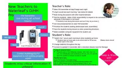 Teacher’s Role: Wear FM transmitter all day/Charge each night