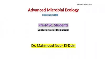 Advanced Microbial Ecology