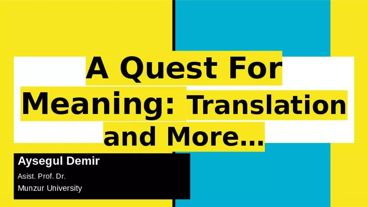 PPT-A Quest For Meaning: Translation and More…