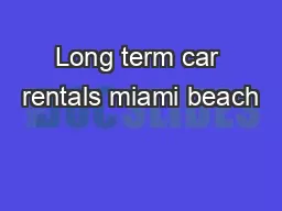 Long term car rentals miami beach