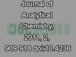 American Journal of Analytical Chemistry, 2011, 2, 909-918 doi:10.4236
