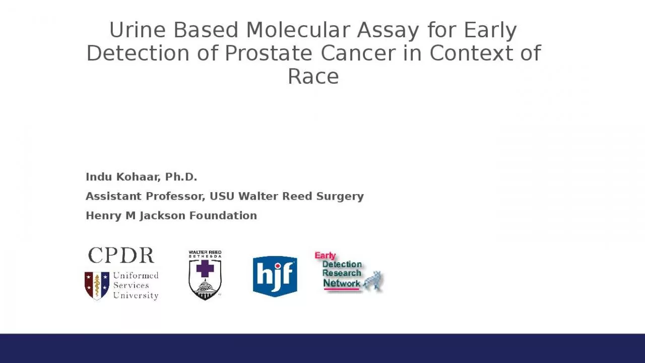 PPT-Urine Based Molecular Assay for Early Detection of Prostate Cancer in Context of Race