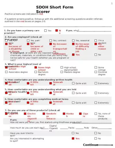 Continue SDOH Short Form Scorer