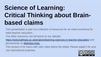 Science of Learning:  Critical Thinking about Brain-based