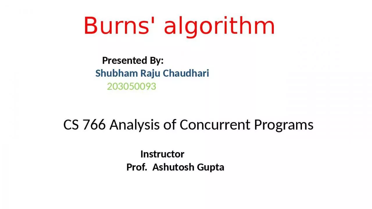 PPT-Burns' algorithm Presented By: