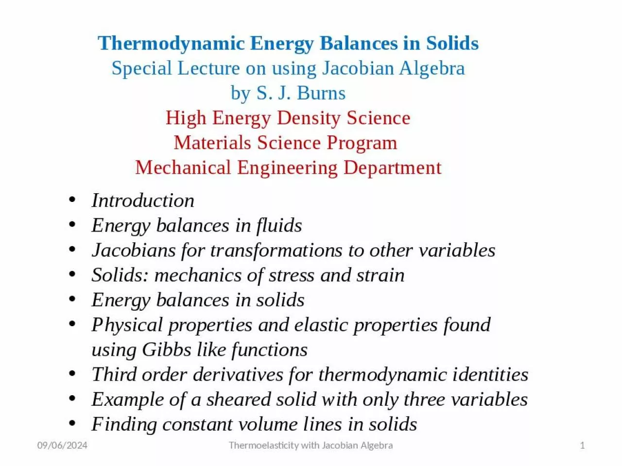 PPT-Thermodynamic Energy Balances in Solids